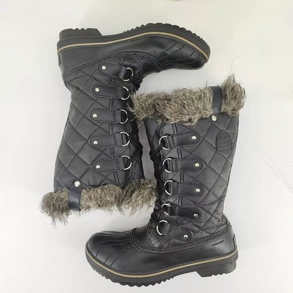 Sorel Women's Tofino II Black Waterproof Faux Fur Winter Snow Boots Size 8.5 US - Picture 9 of 12